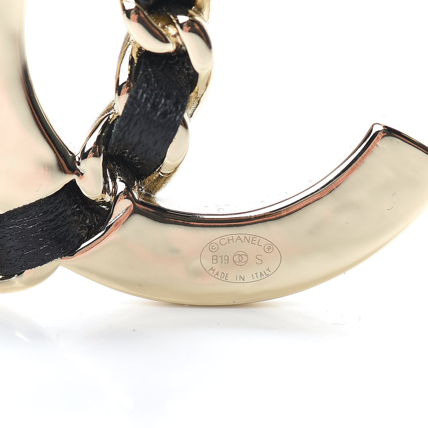 Lambskin Crystal CC Brooch Black Gold
