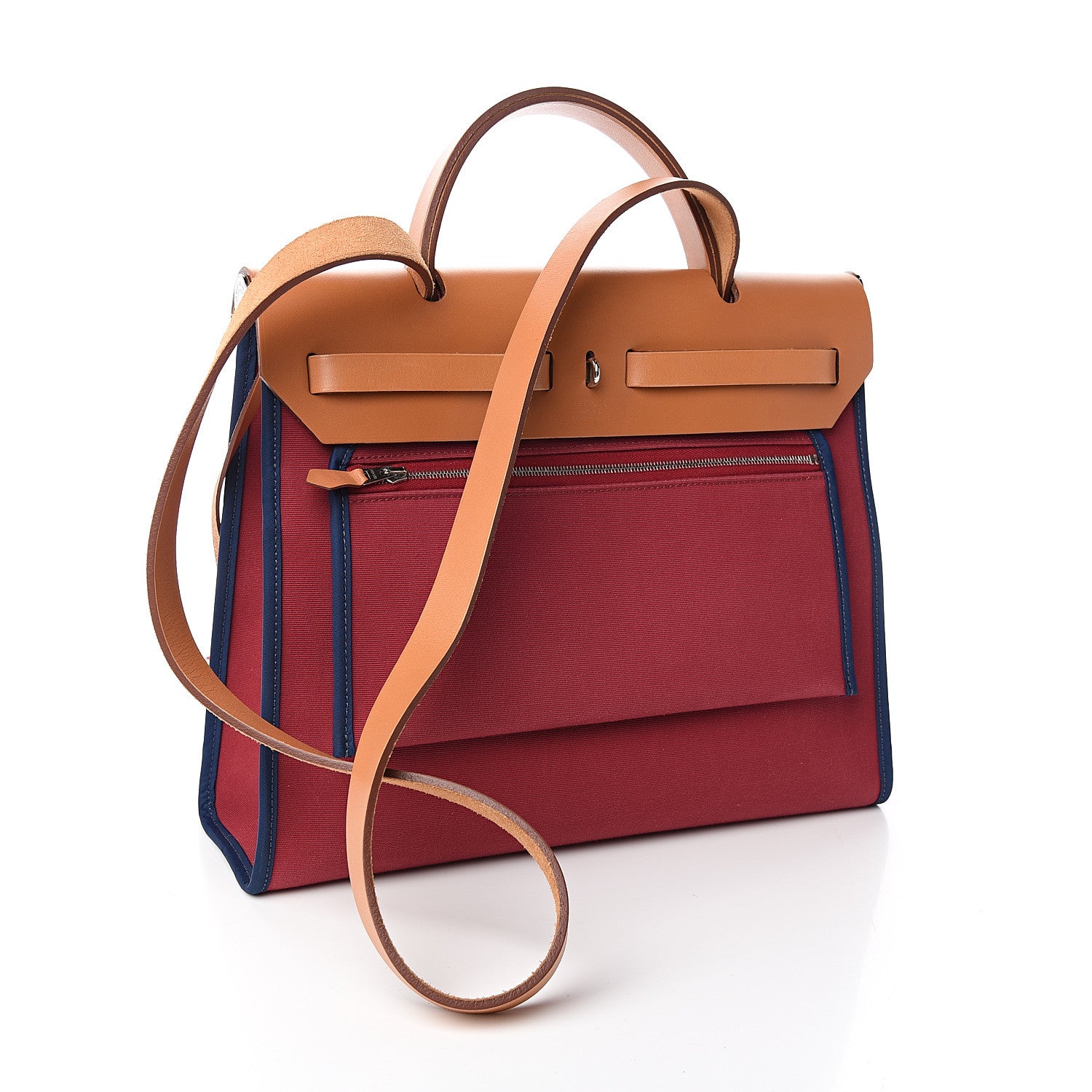 Hermes Vache Hunter Toile Herbag Zip 31 PM Rubis Bleu De Malte 3 of 10