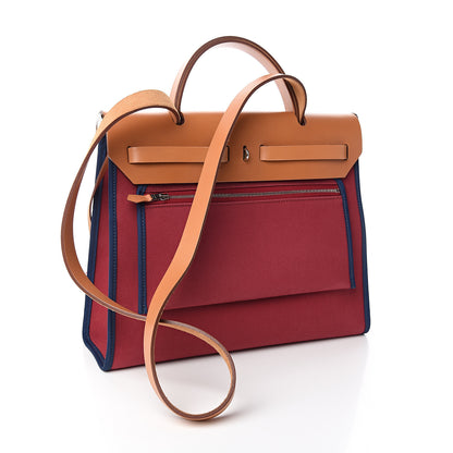 Hermes Vache Hunter Toile Herbag Zip 31 PM Rubis Bleu De Malte 3 of 10