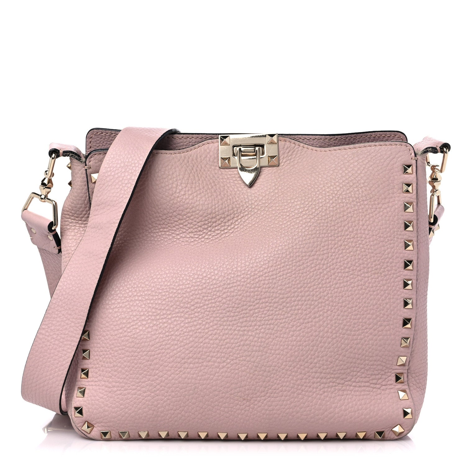 Valentino Garavani Pebbled Calfskin Small Rockstud Flip-Lock Messenger Bag Water Rose 1 of 16