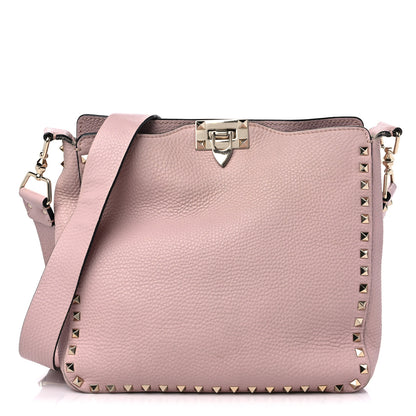 Valentino Garavani Pebbled Calfskin Small Rockstud Flip-Lock Messenger Bag Water Rose 1 of 16