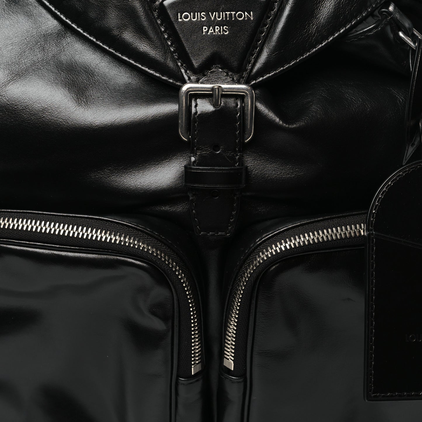 Shiny Calfskin Montsouris Cargo Backpack Black