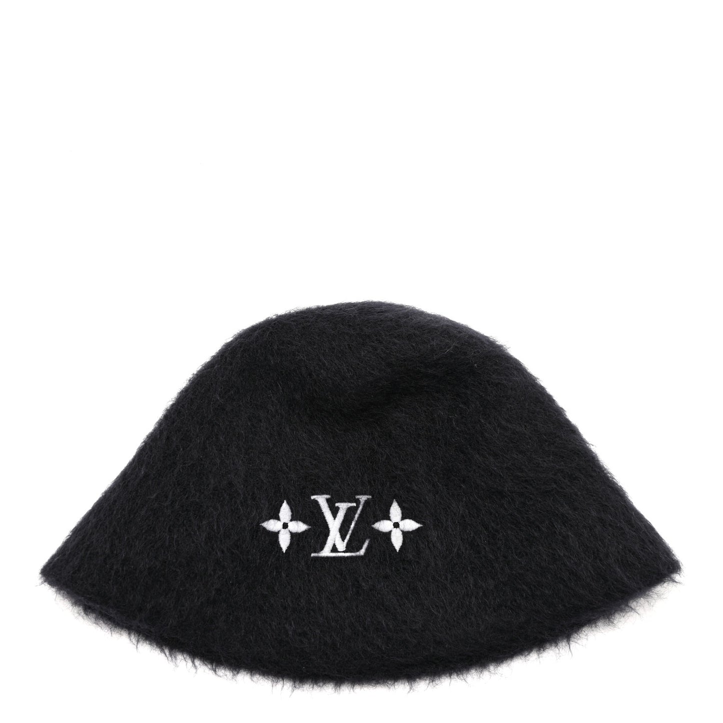 Mohair Wool LV Fluffy Hat Black