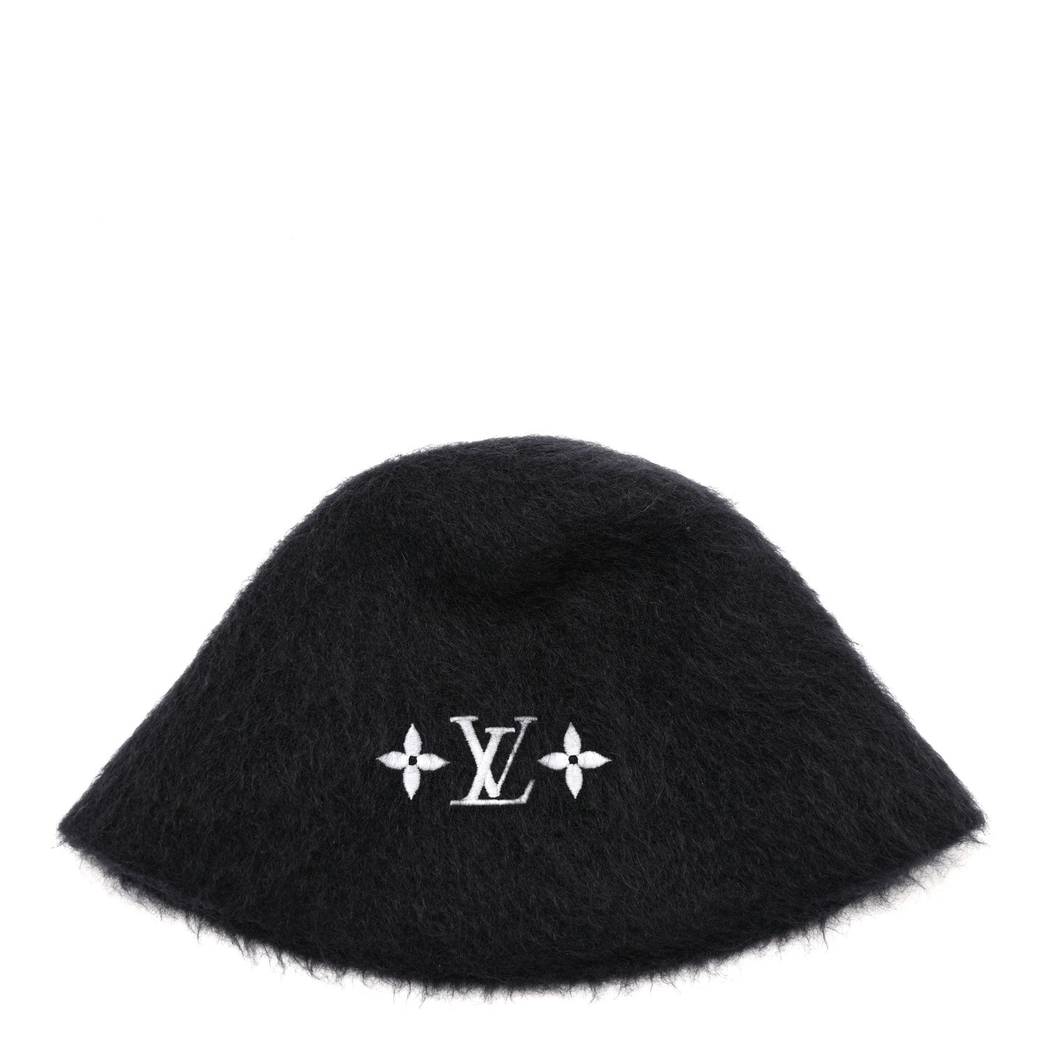 Louis Vuitton Mohair Wool LV Fluffy Hat Black 1 of 5