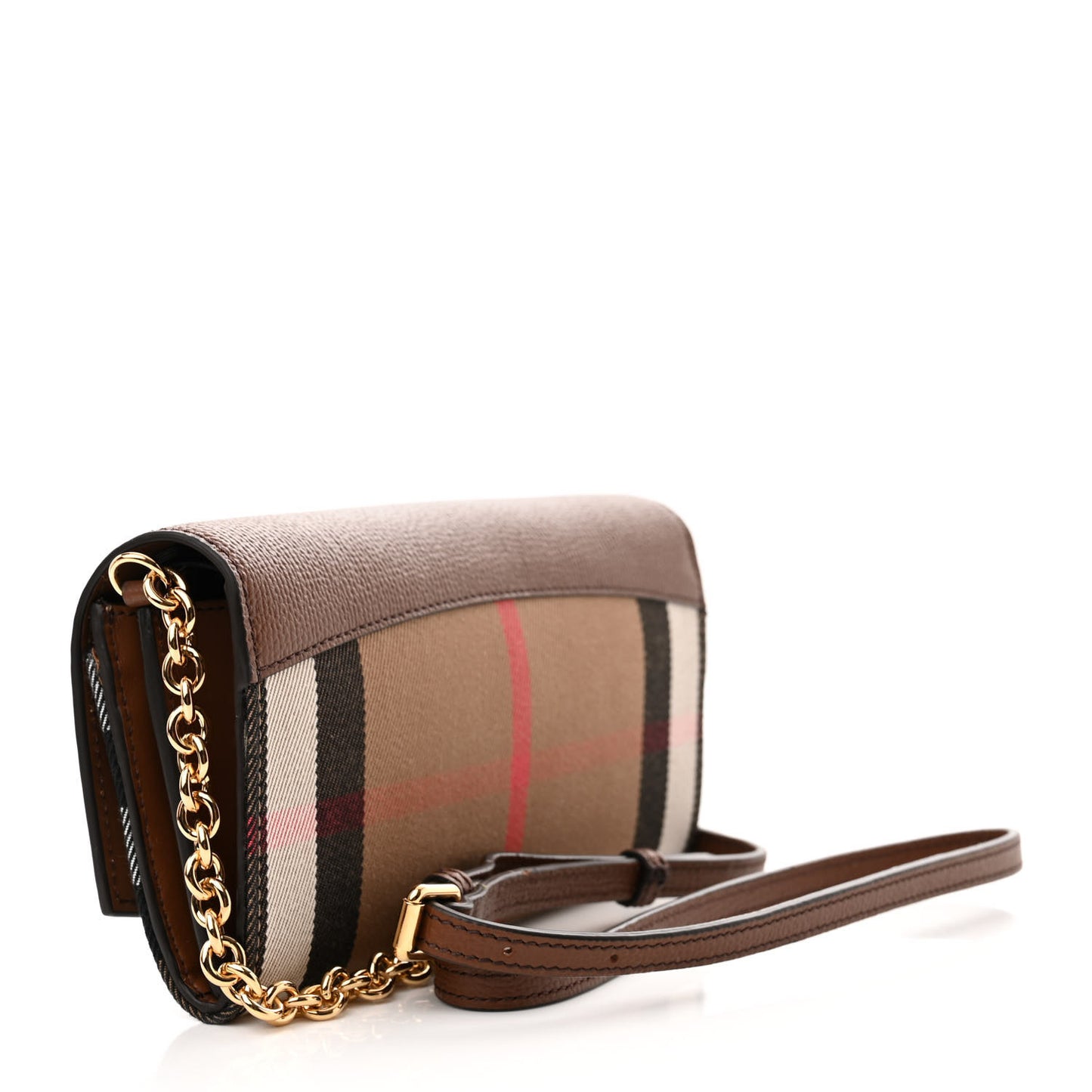 Derby Calfskin House Check Henley Wallet On Chain Tan