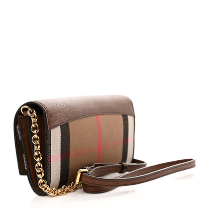 Burberry Derby Calfskin House Check Henley Wallet On Chain Tan 3 of 10