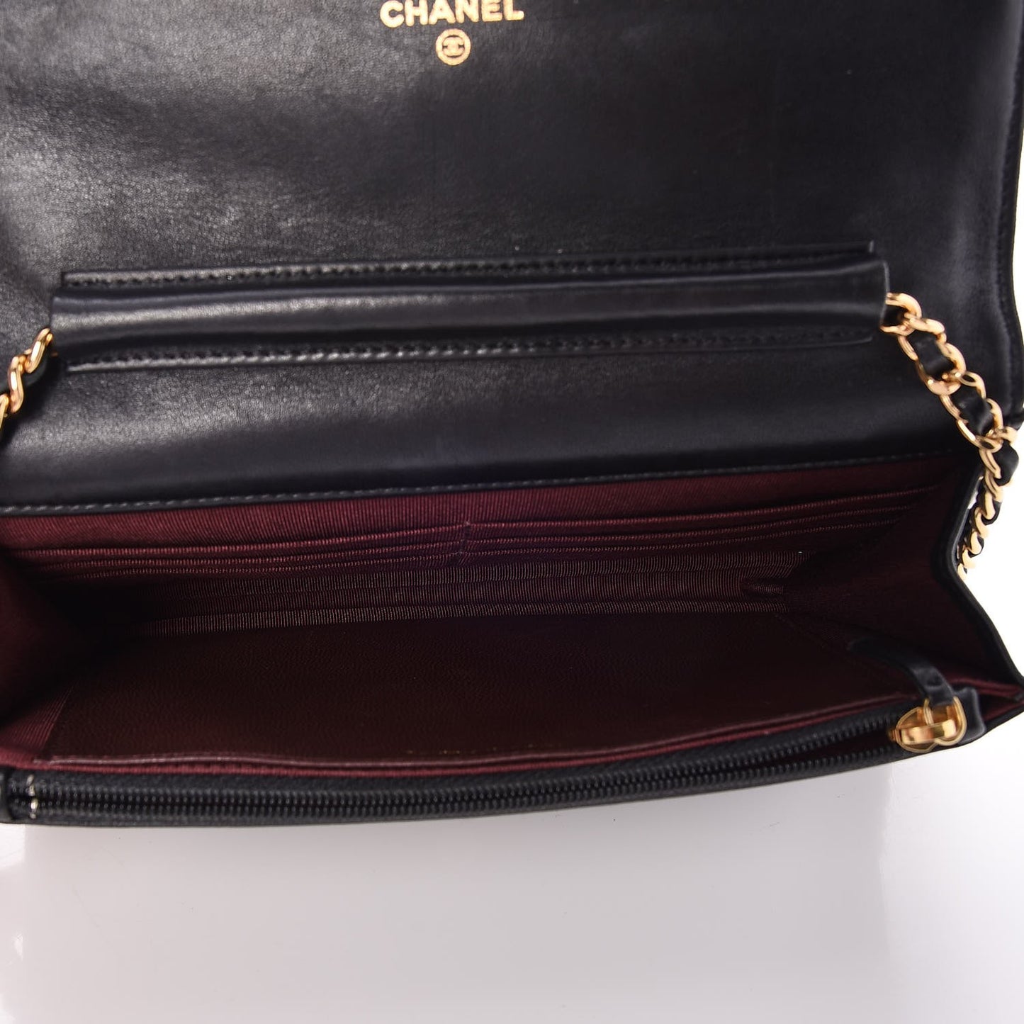 Lambskin Quilted Wallet On Chain WOC Black