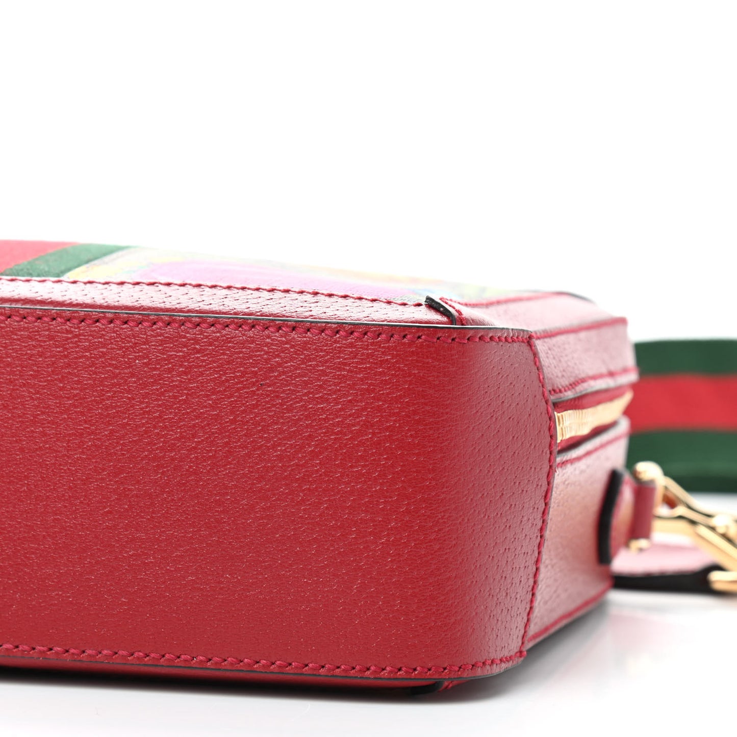 GG Supreme Monogram Flora Web Small Ophidia Top Handle Shoulder Bag Hibiscus Red