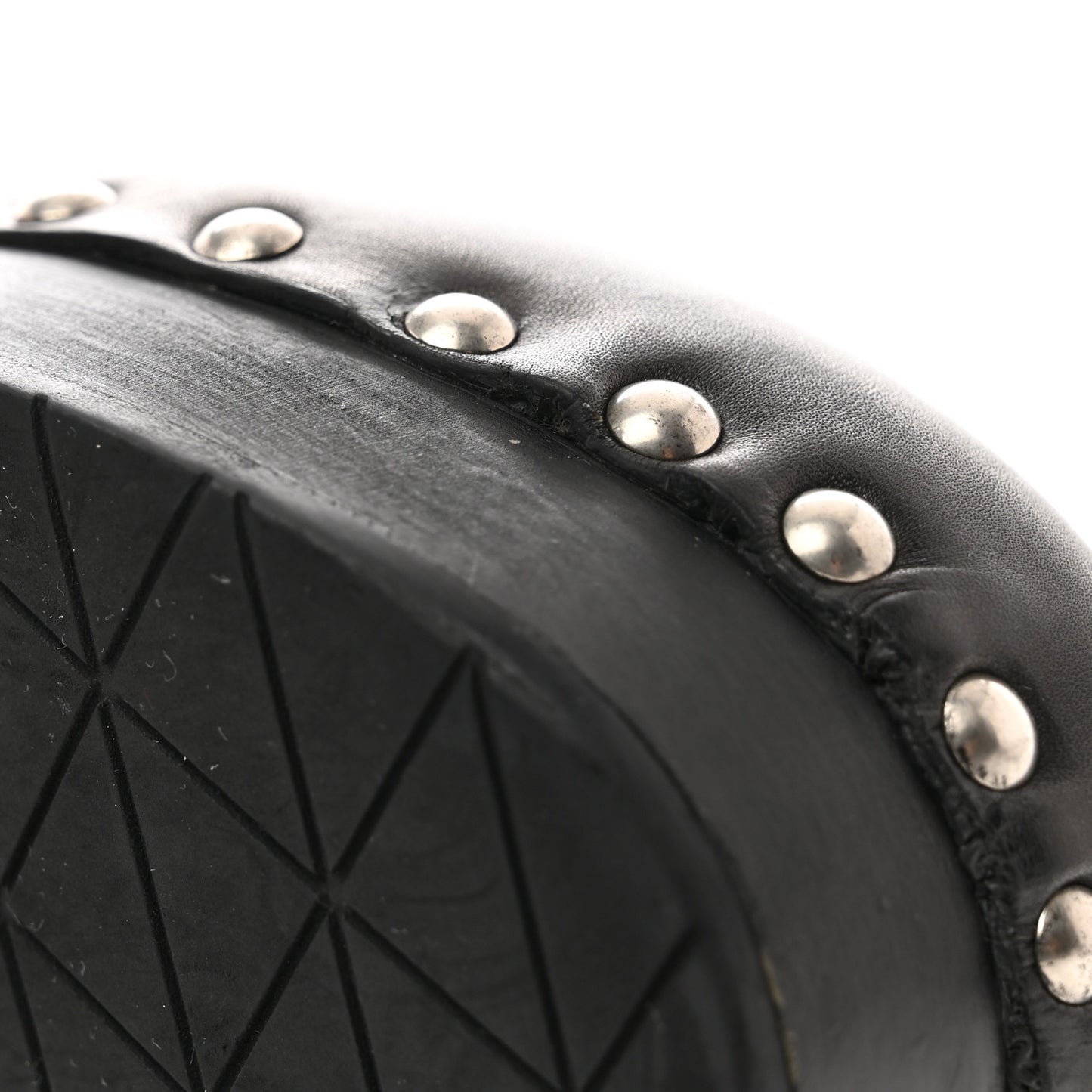 Natural Calfskin Metal Triangle Logo 45mm Clogs 38 Black