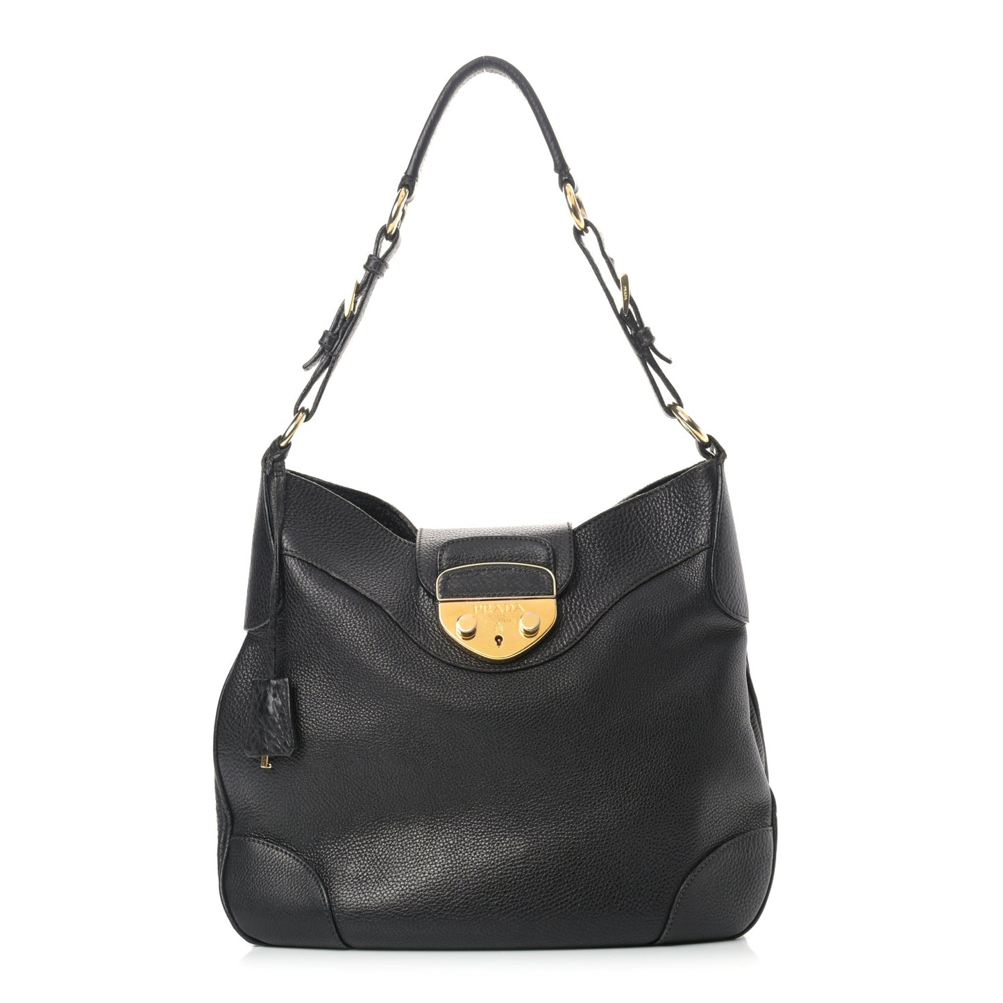 Vitello Daino Pushlock Hobo Black