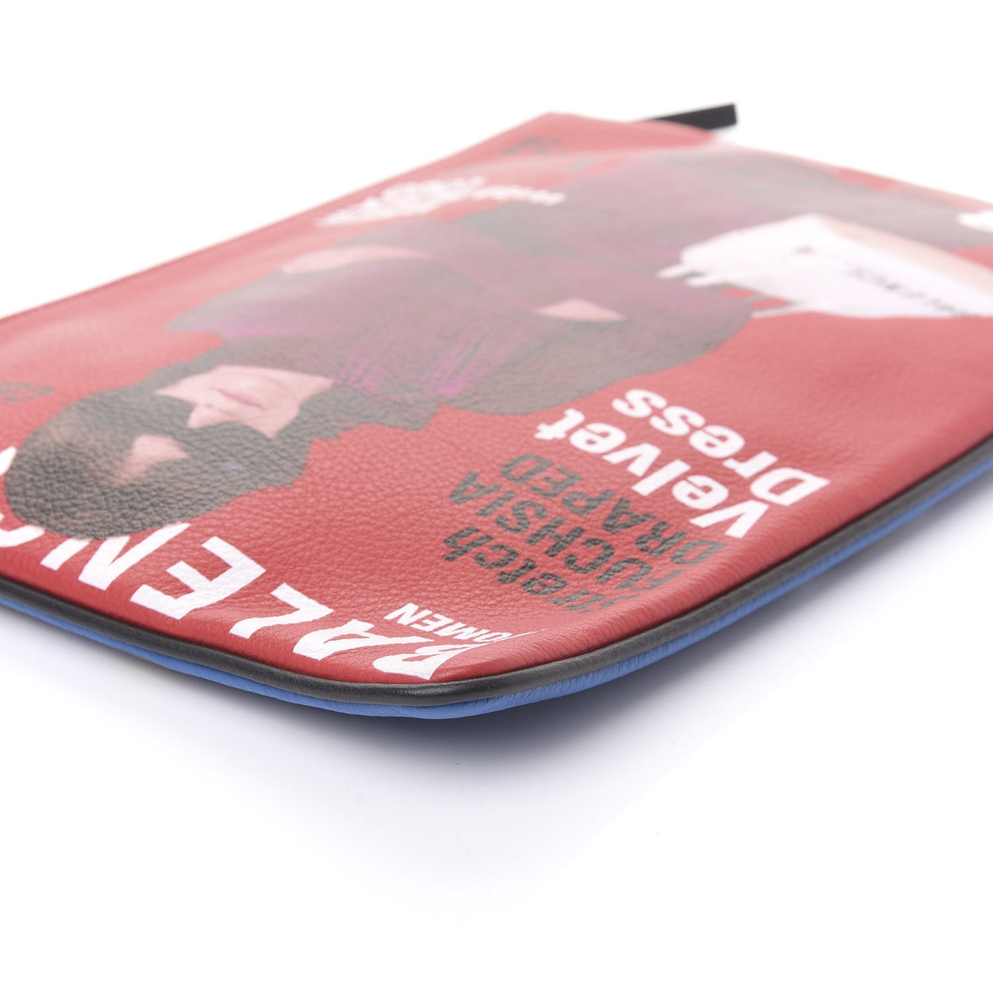 Grained Calfskin Supermarket Magazine Zipper Pouch Multicolor