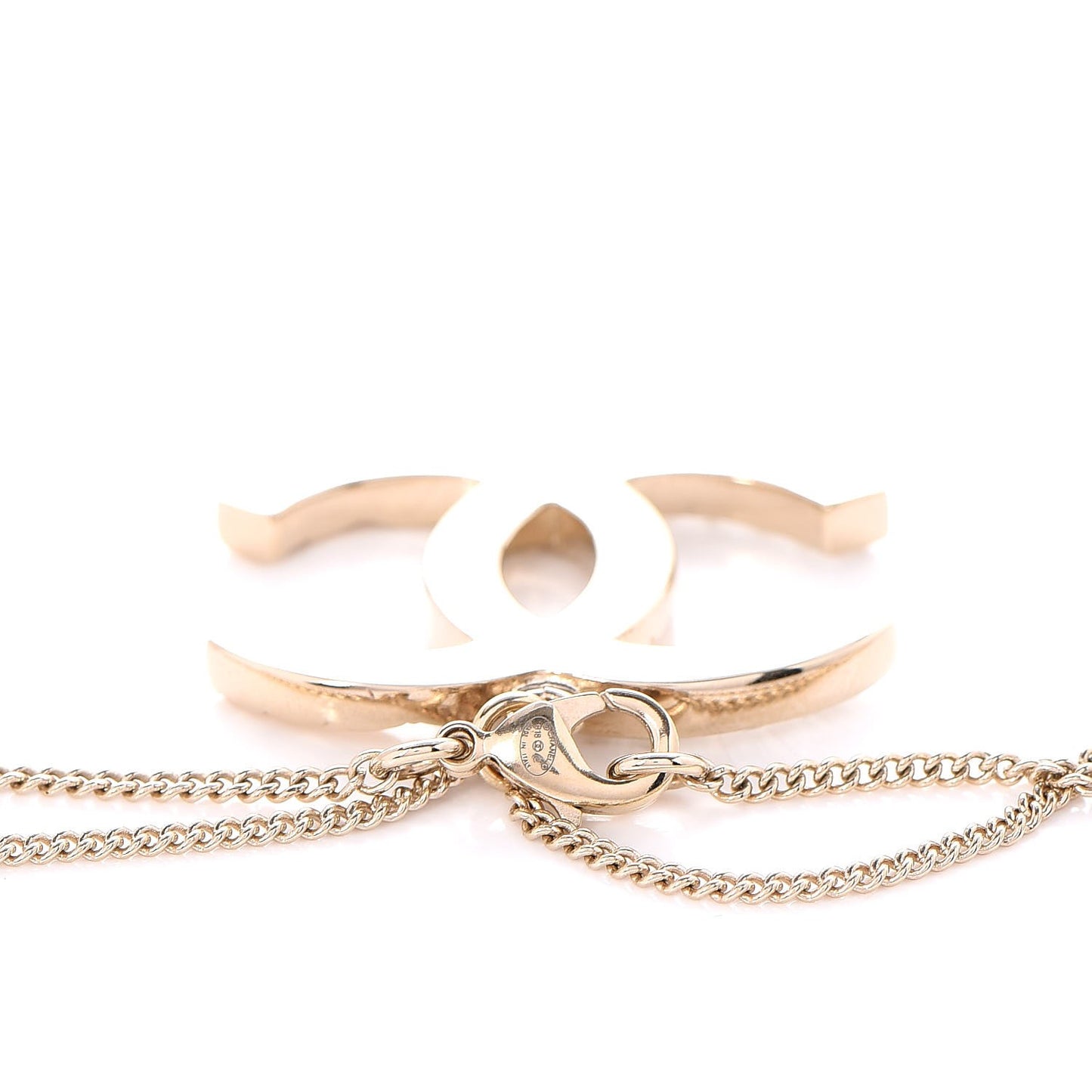 Baguette Crystal Quilted CC Pendant Necklace Gold