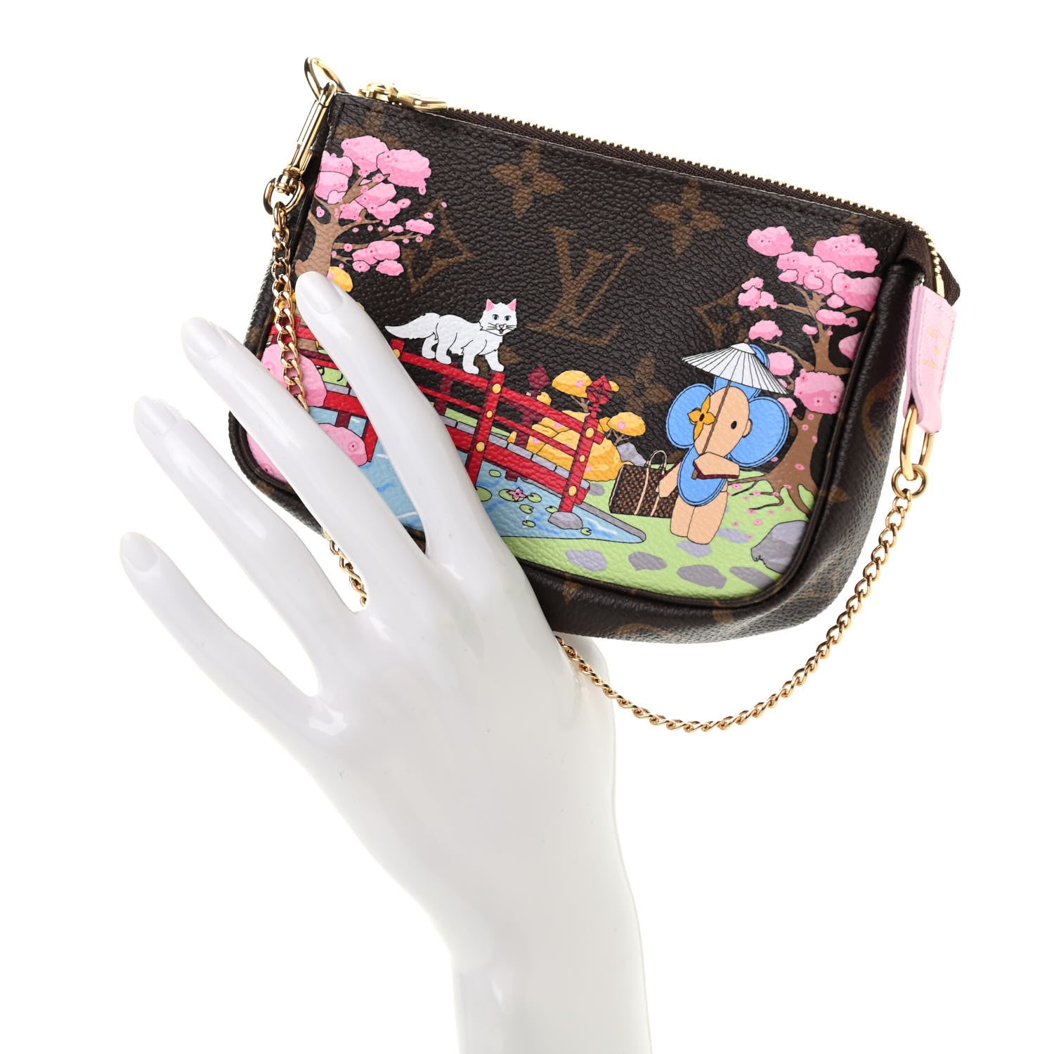 Louis Vuitton Monogram 2021 Christmas Animation Japanese Garden Mini Pochette Accessories Wisteria Pink 2 of 7