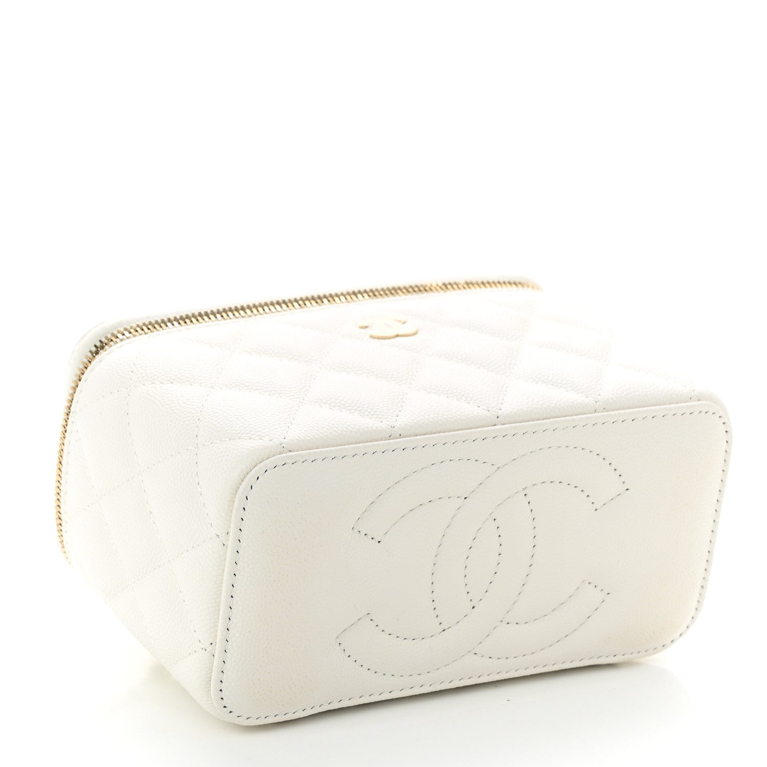 Chanel Caviar Quilted Small Vanity Case With Chain White 4 of 12