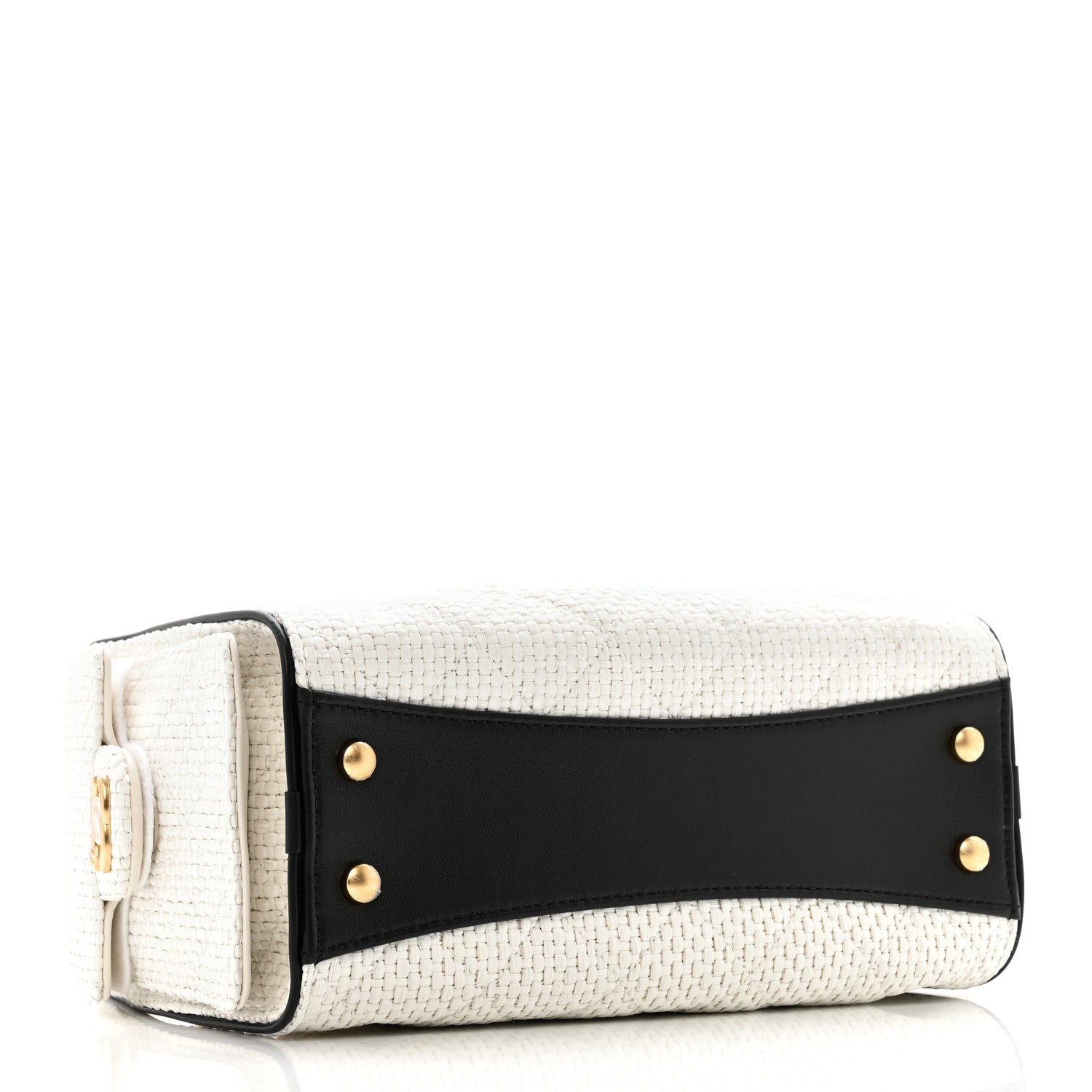 Chanel Braided Raffia Calfskin Mini Chanel 25 Handbag White Black 4 of 11