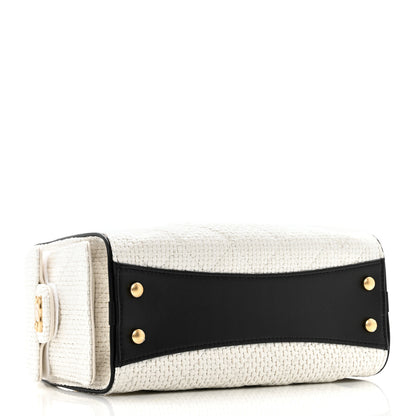 Chanel Braided Raffia Calfskin Mini Chanel 25 Handbag White Black 4 of 11