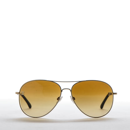 Chanel Aviator CC Sunglasses 4189-T-Q Gold 2 of 7