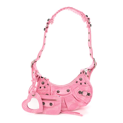 Balenciaga Denim BB Monogram Le Cagole Shoulder Bag XS Pink 1 of 11