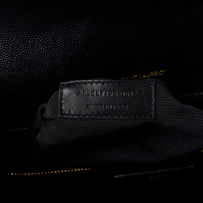 Saint Laurent Grain De Poudre Matelasse Chevron Large Monogram Satchel Black 8 of 11