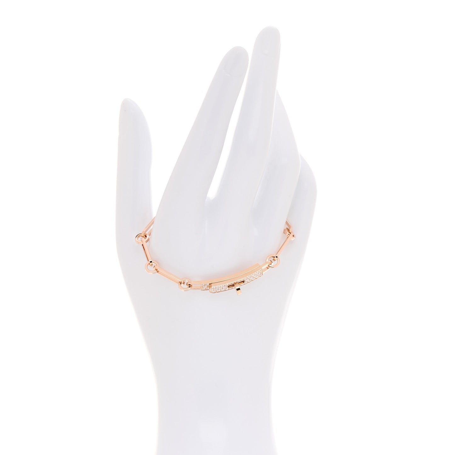 18K Rose Gold Diamond Pave PM Kelly Chaine Bracelet SH
