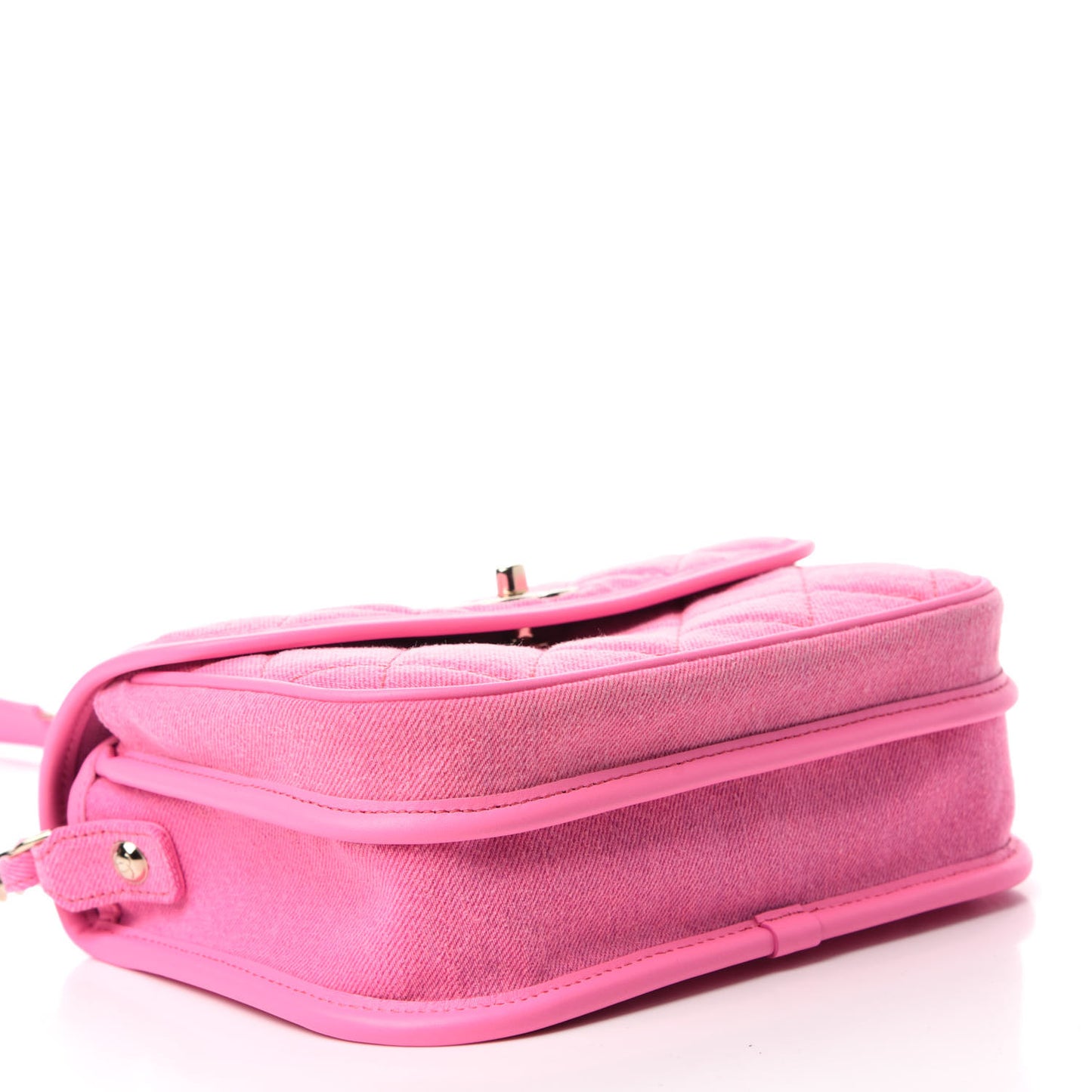 Denim Quilted Small Messenger Flap Neon Pink