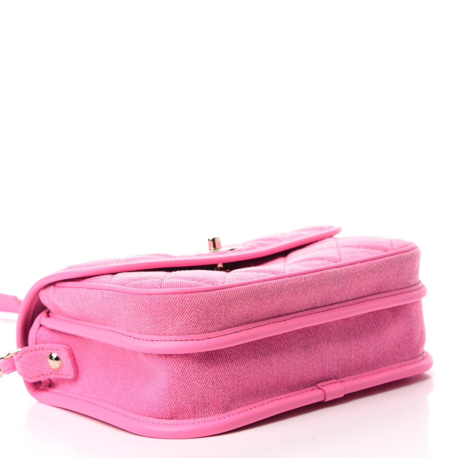 Chanel Denim Quilted Small Messenger Flap Neon Pink 6 of 18