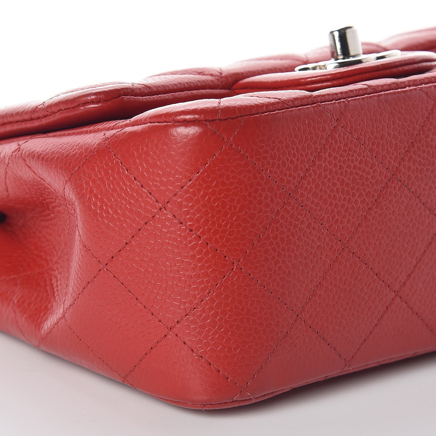 Caviar Quilted Mini Square Flap Red