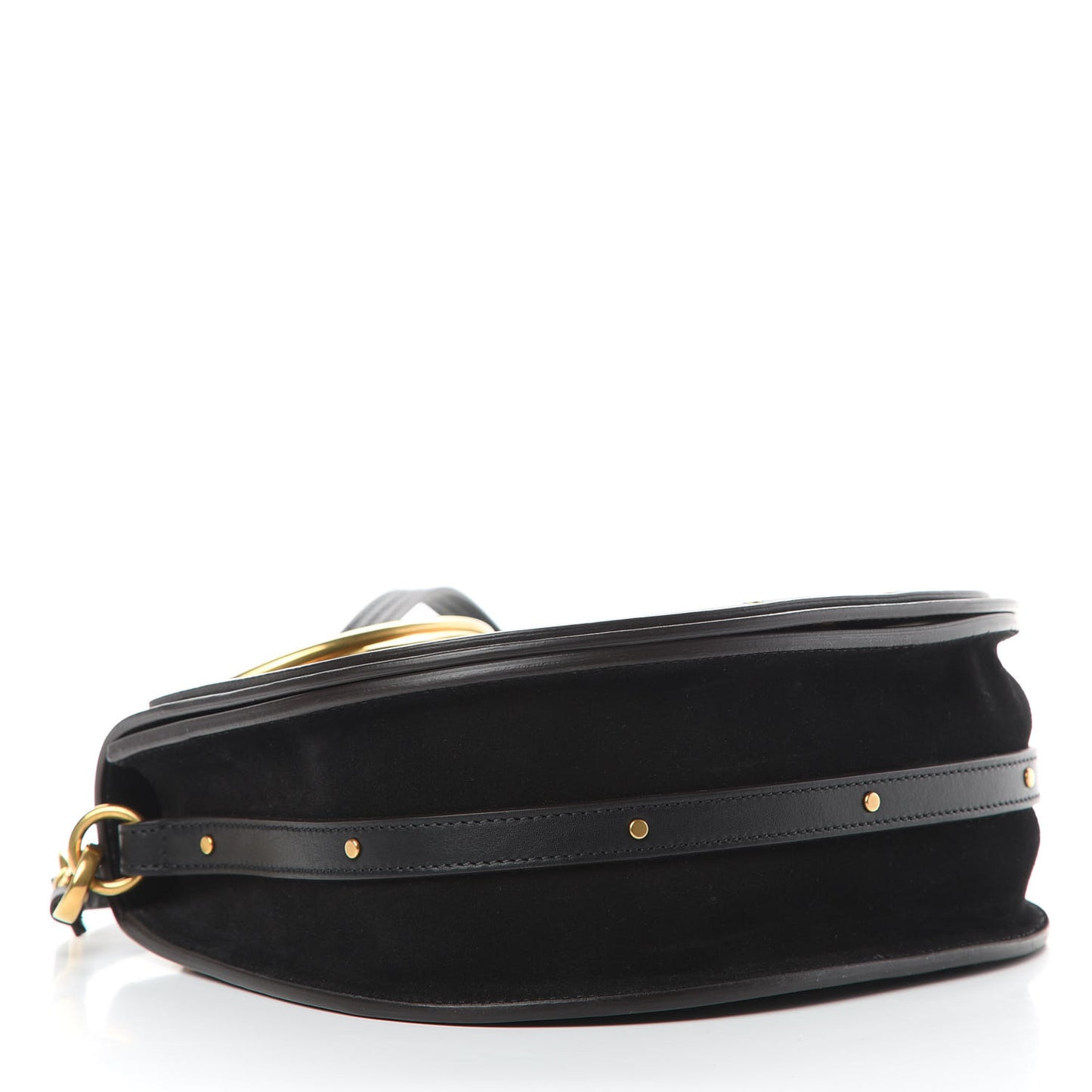 Calfskin Suede Medium Nile Bracelet Bag Black