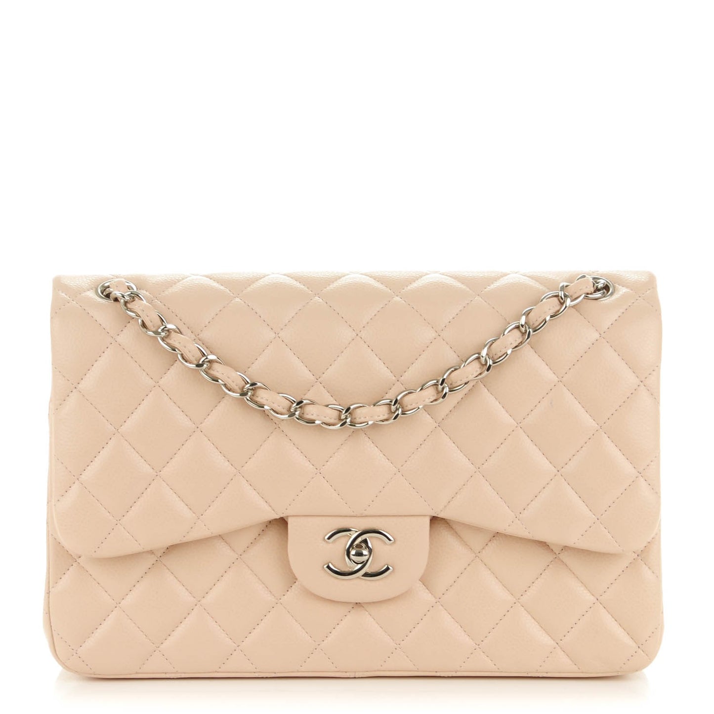 Caviar Quilted Jumbo Double Flap Light Pink