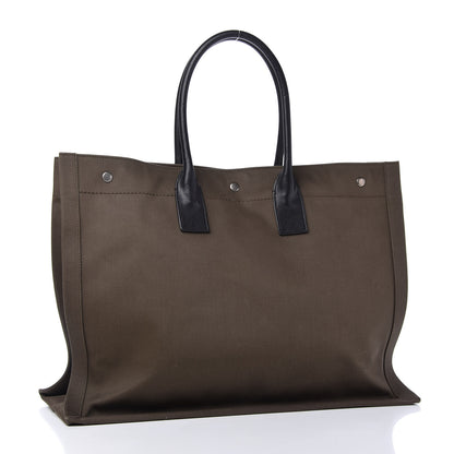 Saint Laurent Linen Calfskin Rive Gauche Tote Khaki 3 of 10