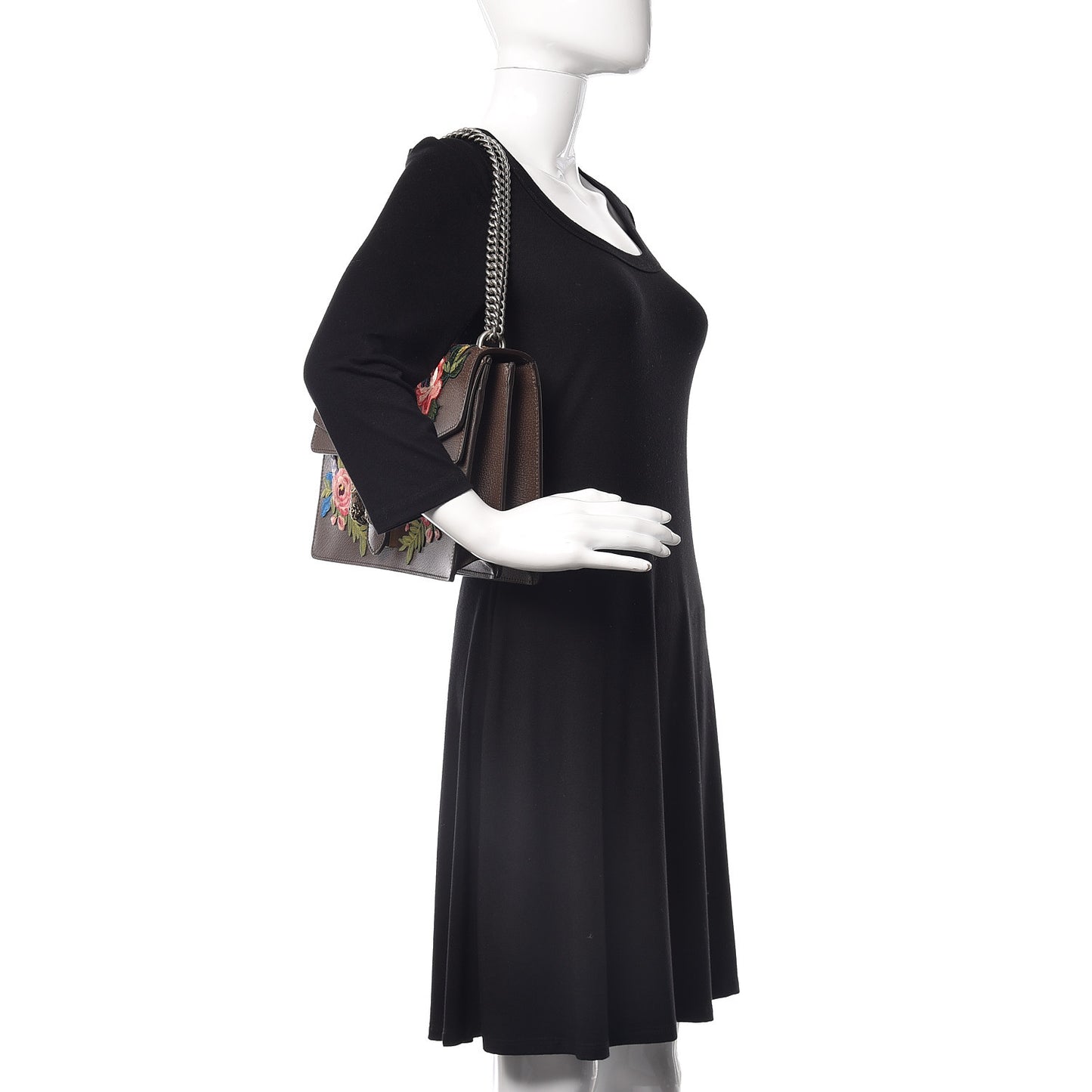 Calfskin Web Owl Embroidered Medium Dionysus Shoulder Bag New Acero Multicolor