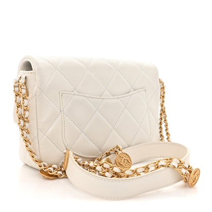 Chanel Caviar Quilted Small Twist Your Buttons Flap White 3 of 12