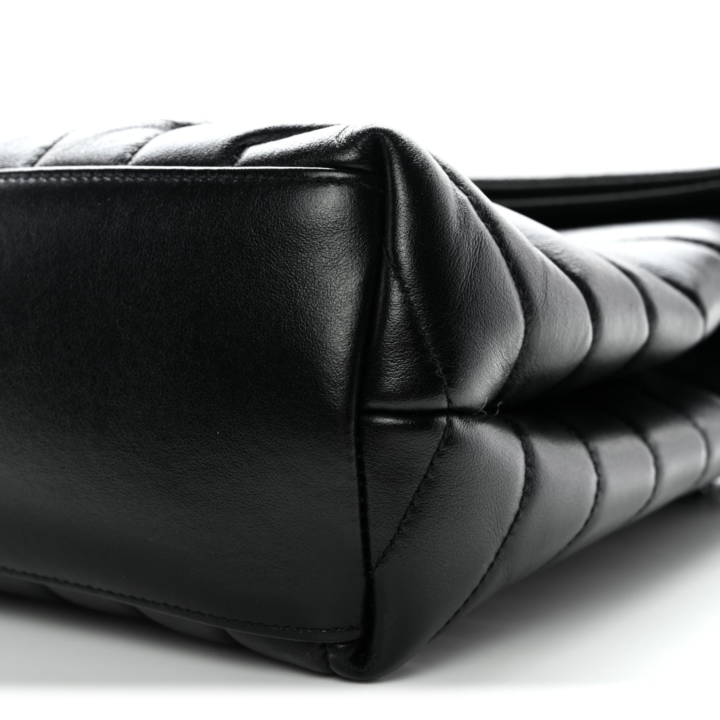 Calfskin Y Quilted Monogram Monochrome Medium Loulou Chain Satchel Black