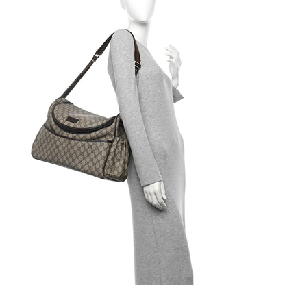 Gucci Monogram Natural Pigskin Large Diaper Bag Beige Ebony Cocoa Dark Chocolate 2 of 15
