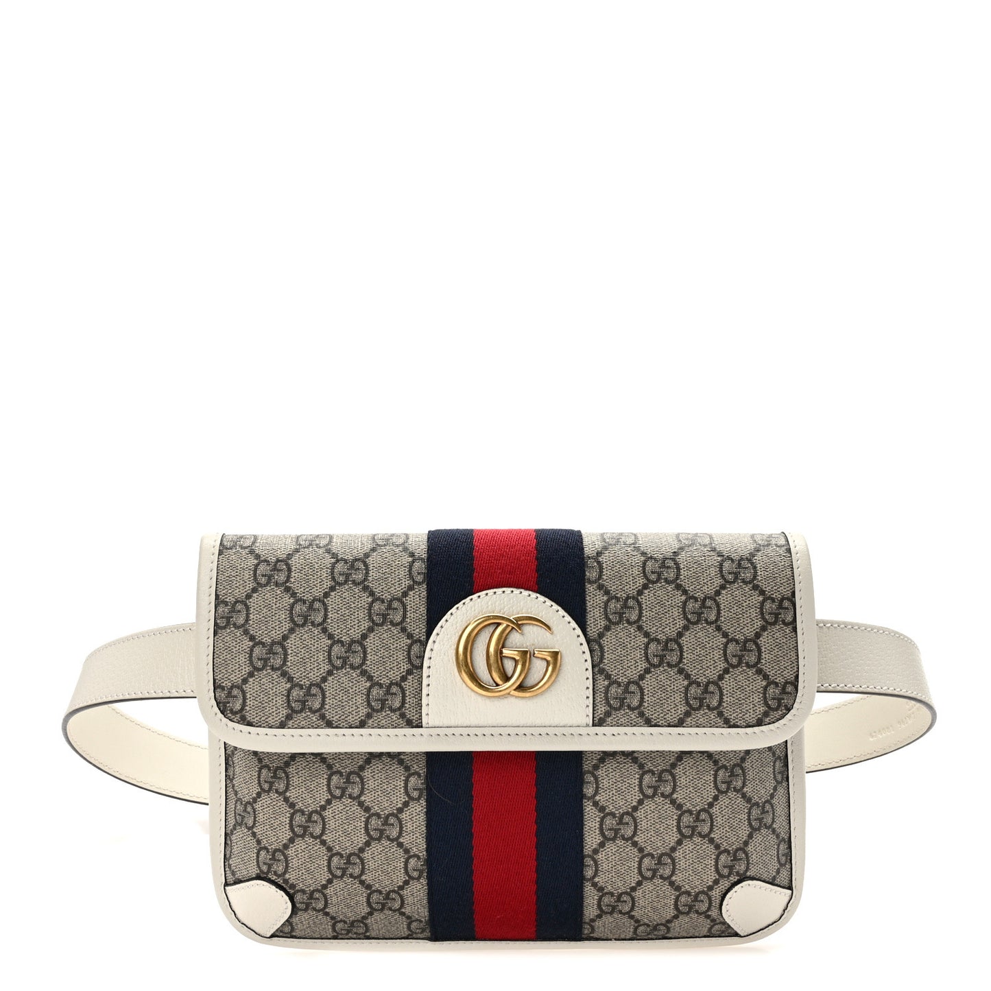 GG Supreme Monogram Web Small Ophidia Belt Bag 90 36 Beige Ebony White