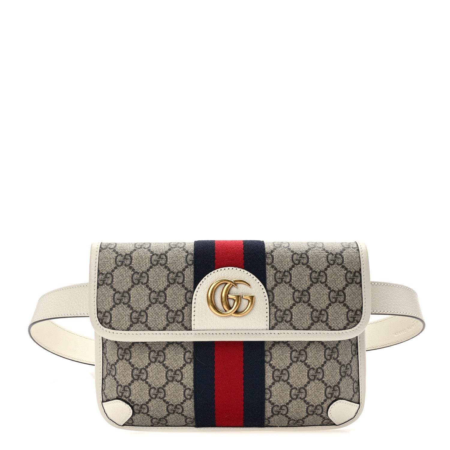 Gucci GG Supreme Monogram Web Small Ophidia Belt Bag 90 36 Beige Ebony White 1 of 11