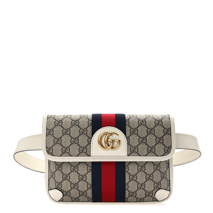Gucci GG Supreme Monogram Web Small Ophidia Belt Bag 90 36 Beige Ebony White 1 of 11