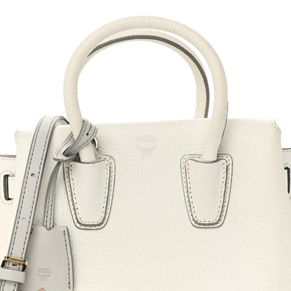 MCM Grained Calfskin Mini Milla Tote White Flake 6 of 9