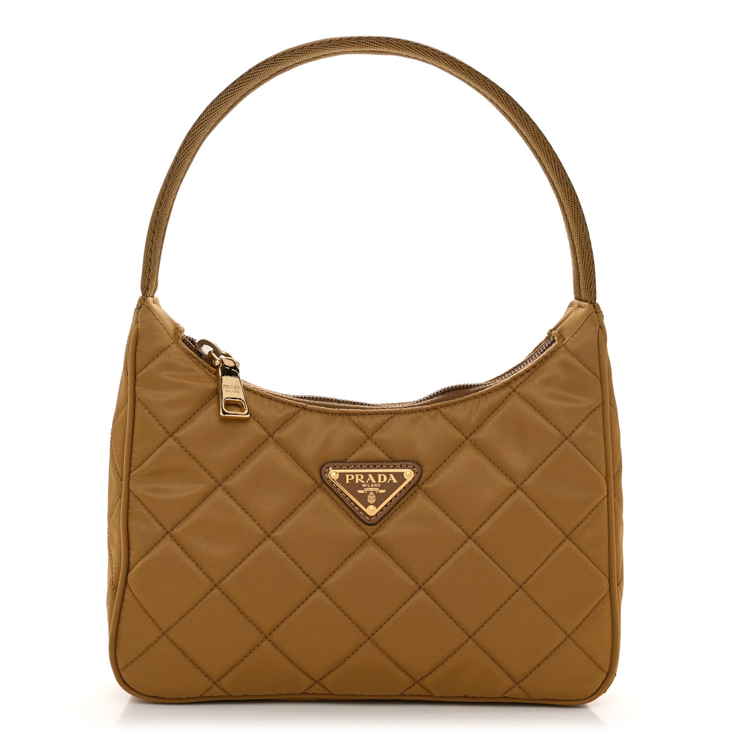 Prada Tessuto Nylon Stitched Shoulder Bag Tobacco 1 of 11