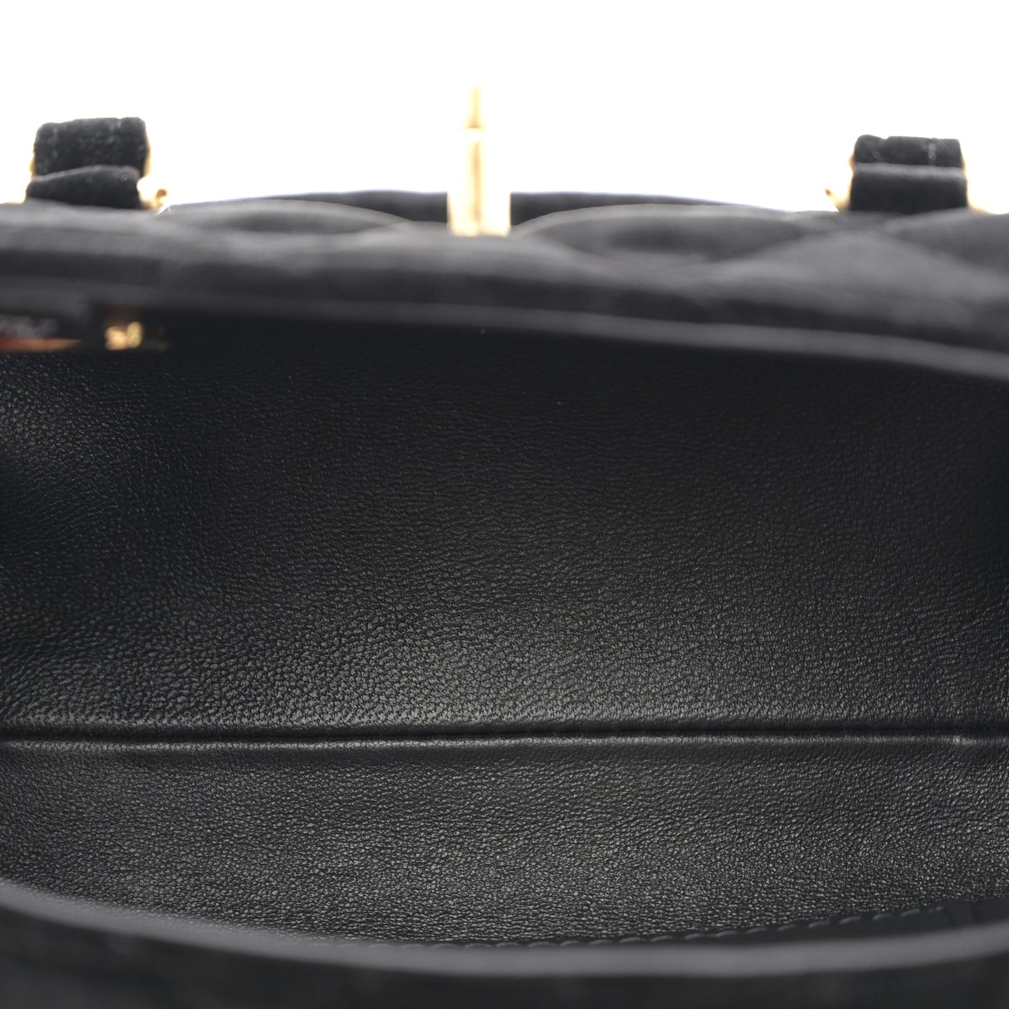 Velvet Quilted Mini Top Handle Flap Black