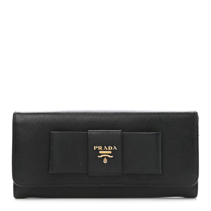 Prada Saffiano Bow Continental Wallet Black 1 of 12