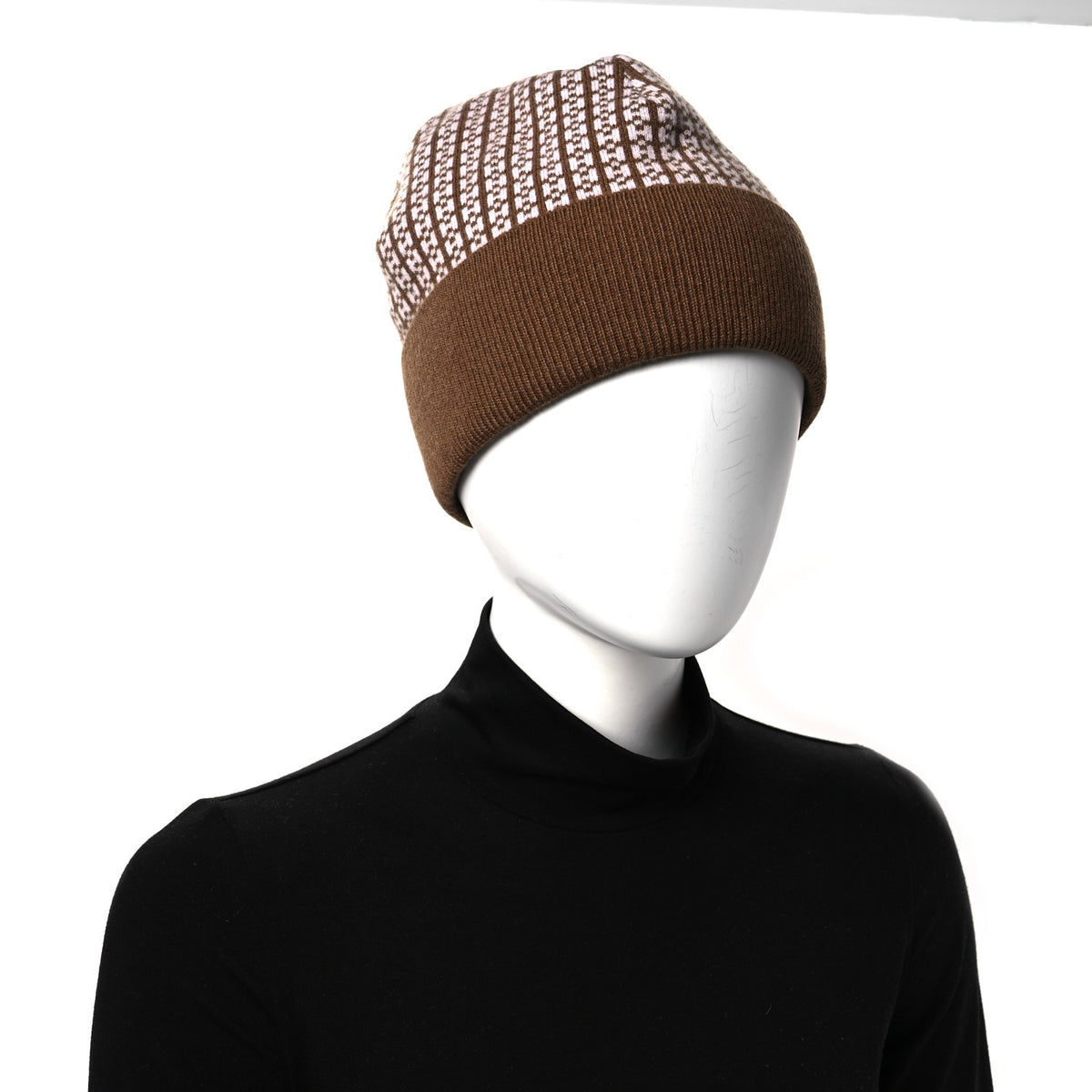 Cashmere Jacquard d'H Hope Beanie Hat L Brun Mauve Pale