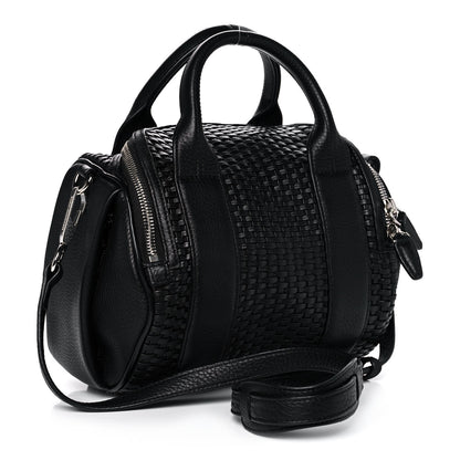 Alexander Wang Pebbled Lambskin Woven Rocco Black Silver Hardware 2 of 9