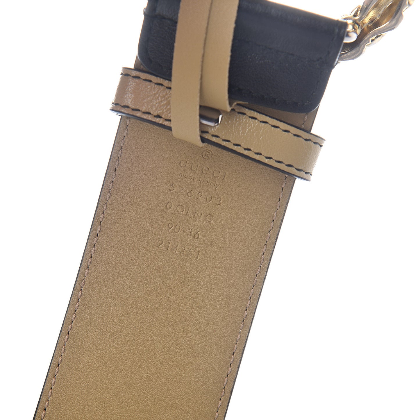 Calfskin Striped Textured Double G 50mm Belt 90 36 Black Beige