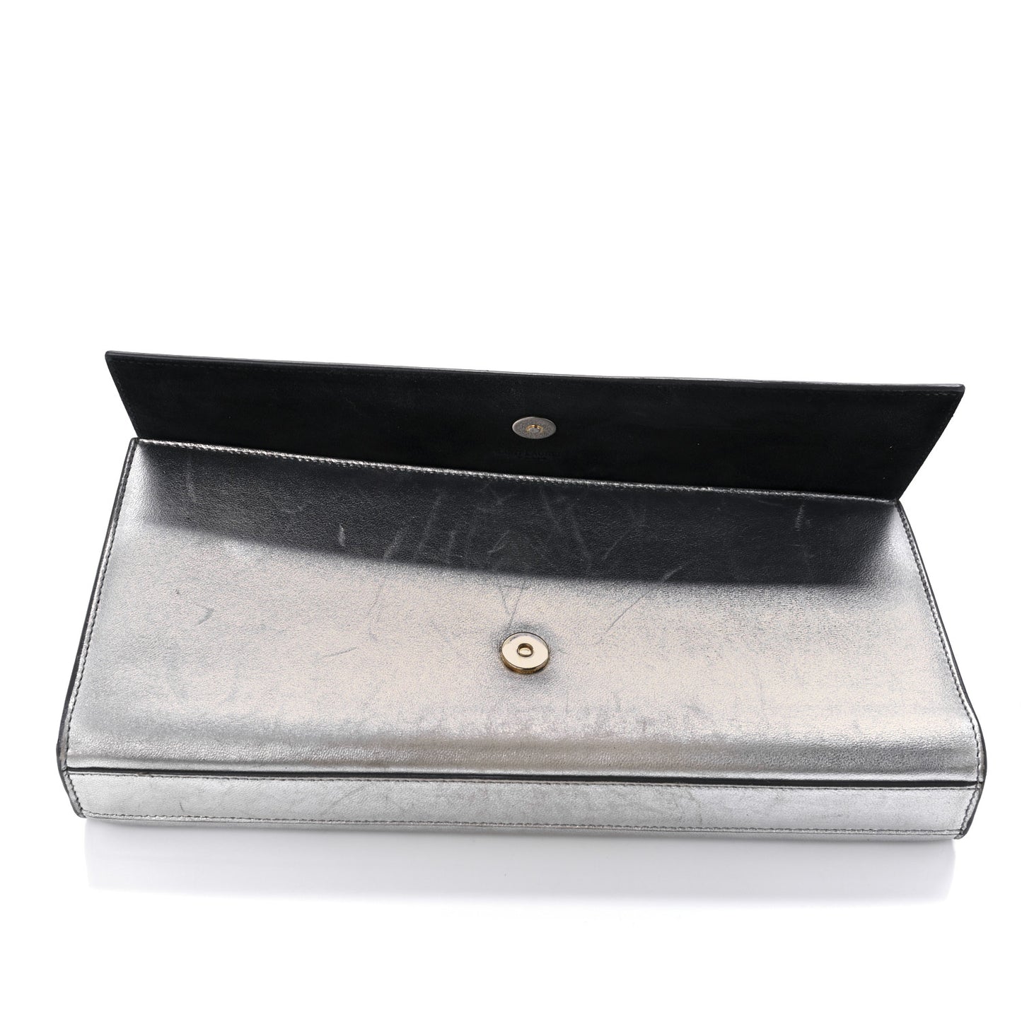 Metallic Calfskin Classic Monogram Cassandre Clutch Silver