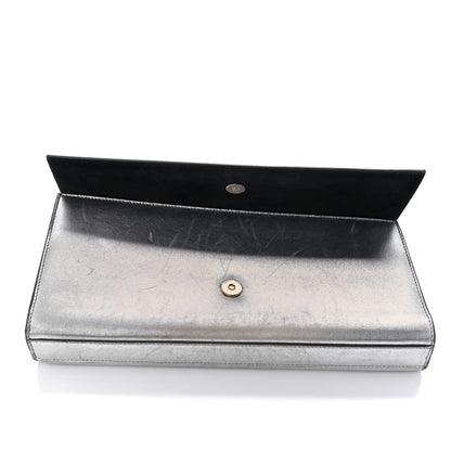 Saint Laurent Metallic Calfskin Classic Monogram Cassandre Clutch Silver 9 of 9