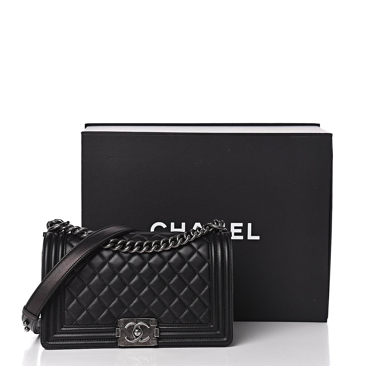 Chanel Lambskin Quilted Medium Boy Flap Black 16 of 16