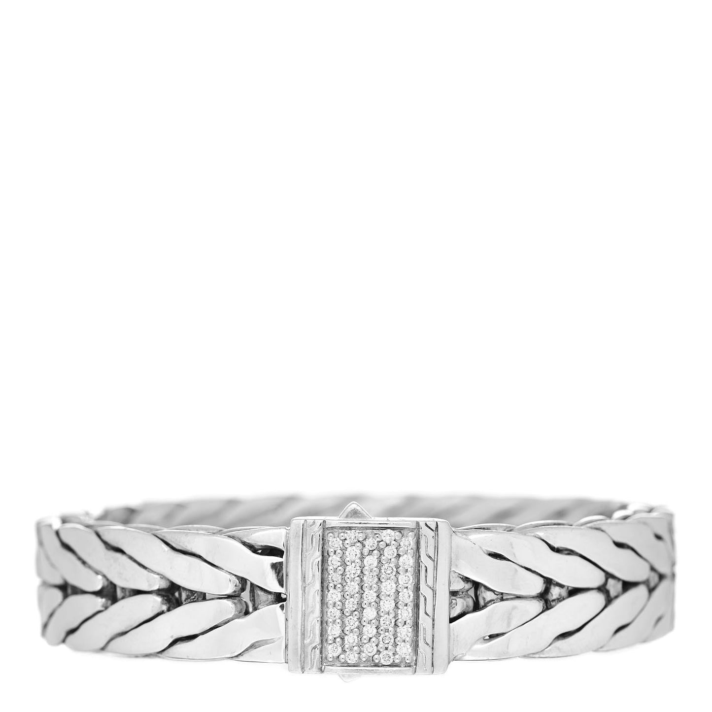 Sterling Silver Diamond 16mm Modern Chain Bracelet