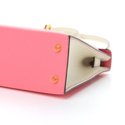 Hermes Epsom Horseshoe Mini Kelly Sellier 20 Rose Azalee Craie 10 of 12