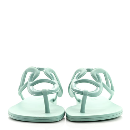 Hermes Rubber Womens Egerie Sandals 37 Vert Embrun 2 of 9